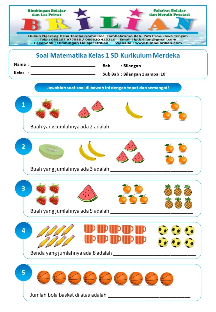 Soal Matematika Kelas 1 Semester 2 Kurikulum Merdeka Dalchaebi