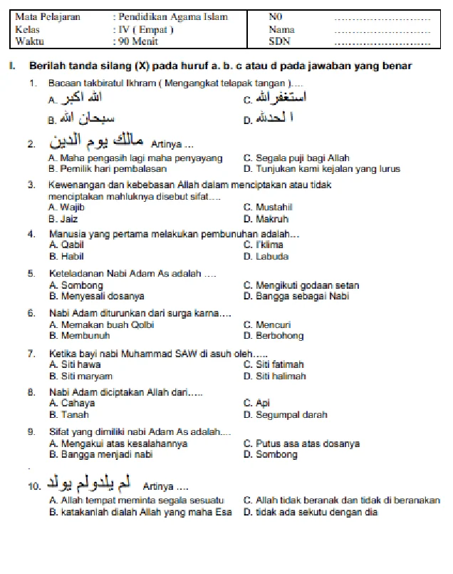 Memahami Iman Sejak Dini Panduan Soal Agama Kristen Kelas 4 SD