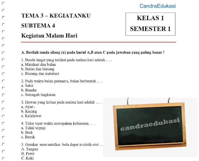 Soal Tematik Kelas 1 Tema 3 Subtema 4 Semester 1 Soal Tematik Kelas 1 Tema 3 Subtema 4 Semester 1