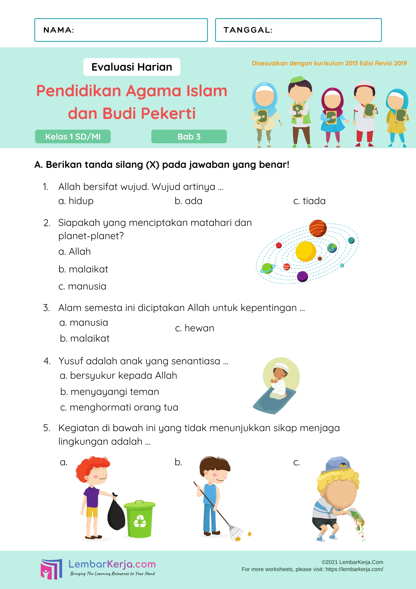 kumpulan soal pai kelas 3 sd semester 2